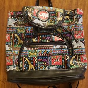 Vintage San Diego Wild Animal Park Mini Backpack –Safari Print -San Diego zoo